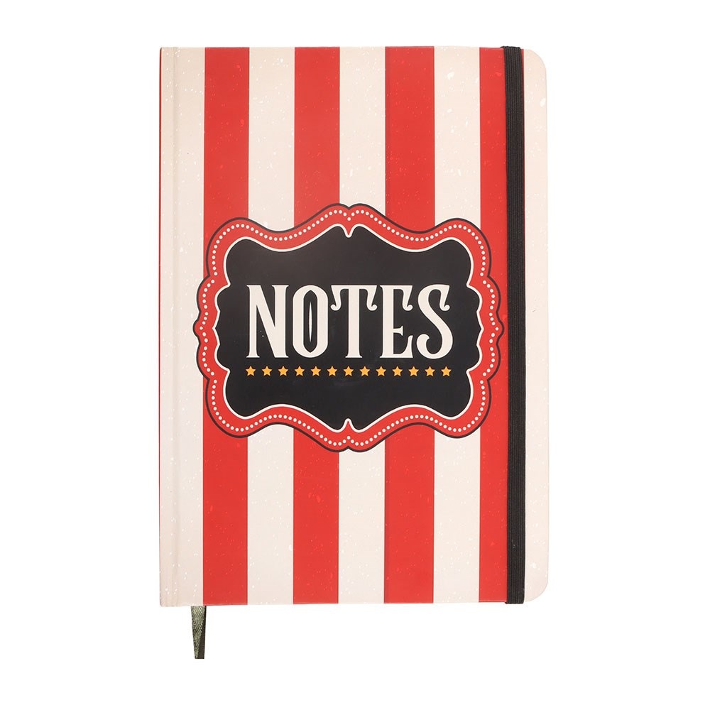 Something Different - Red Circus Stripe A5 Notizbuch - Schwarz/Weiß